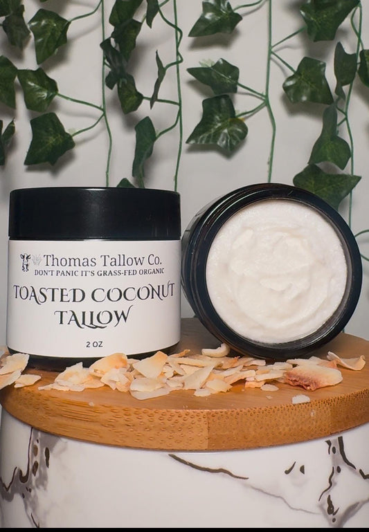 Toasted Coconut Chip Tallow - 15 Hour Infusion -  Organic Coconut Chips/Organic Grass-Fed Beef Suet Tallow
